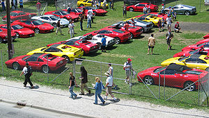 Ferrari parking lot at USGP 2005.jpg